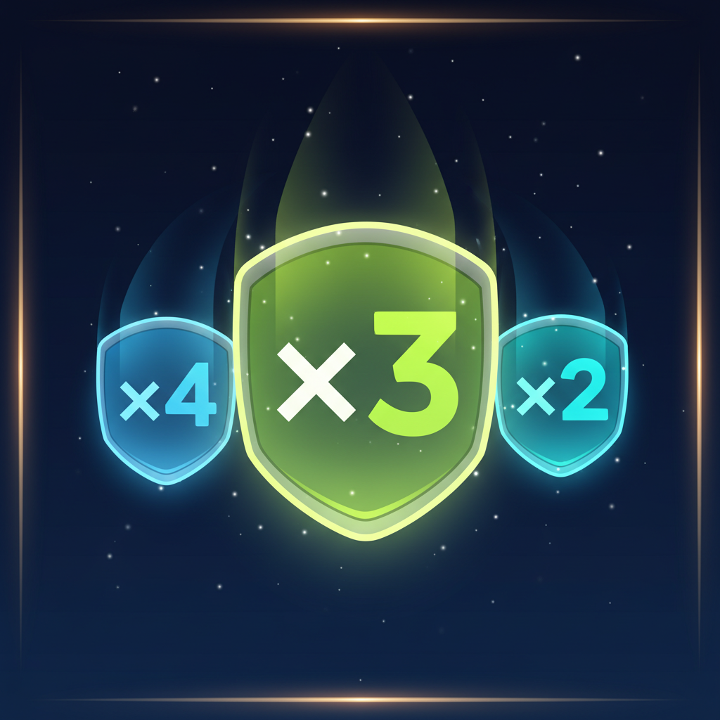 Moltiplicatori con simbolo × in colori azzurro e cyan